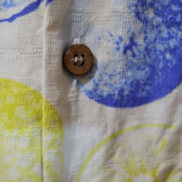 Tulliano Casual Blue and Yellow Button Down Shirt with Playful Print Medium - Picture 6 of 10